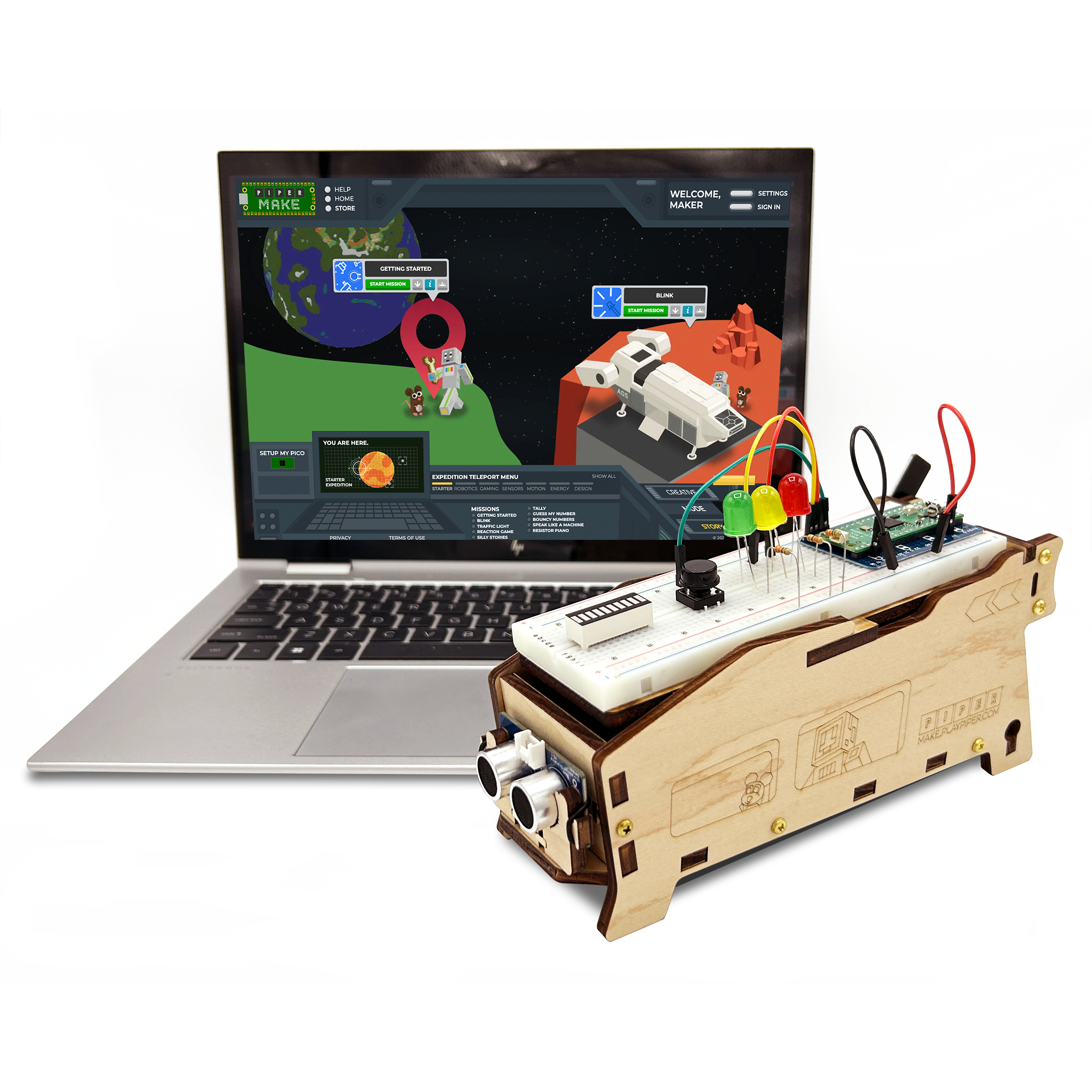 Piper Make Base Station - Raspberry Pi Coding Kit For Kids With STEM Learning Missions